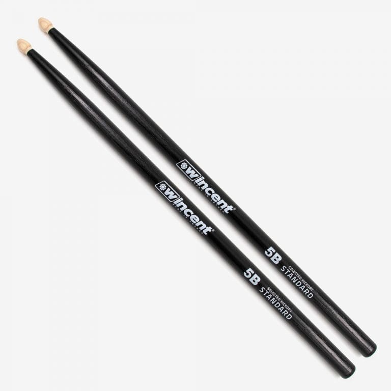 Wincent Drumsticks Hickory Standard Taper Drumsticks in Black